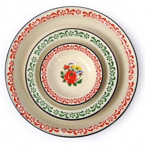 enamel plate with flower decoration