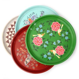 Stainless Steel tray round painted, L