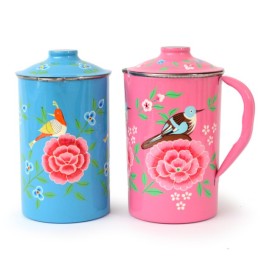 jug stainless steel with lid, painted