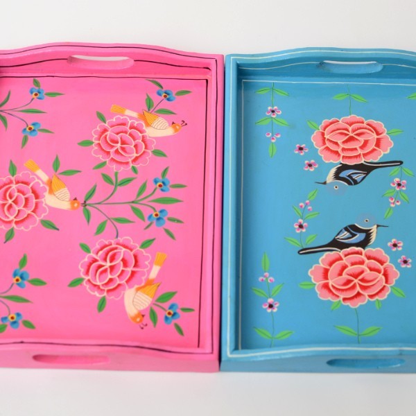 Tablett Holz, bemalt