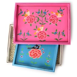 wooden tray, painted