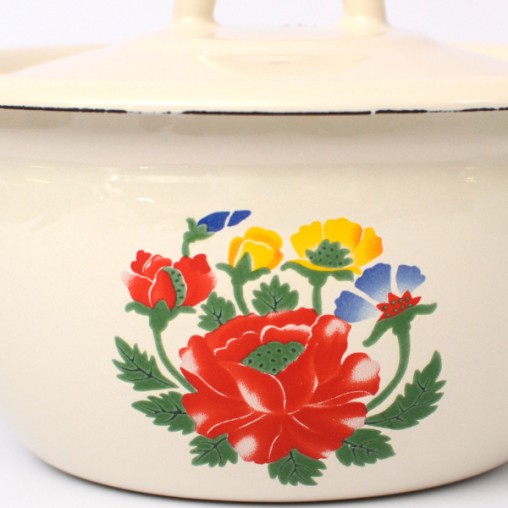 enamel bowl 17 cm with lid