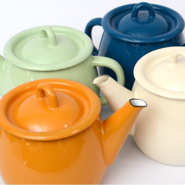 Emaille- Teekanne 1- liter, mit und ohne Motiv