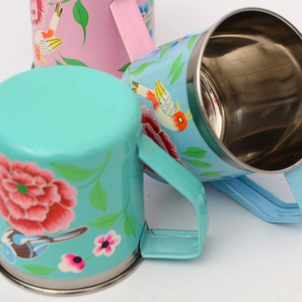 Edelstahltasse, im Kashmir-Stil per Hand bemalt