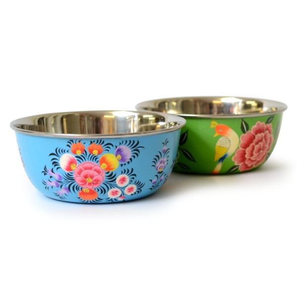 Stainless Steel bowl painted with foot