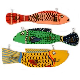 Holz- Garderobe Fisch