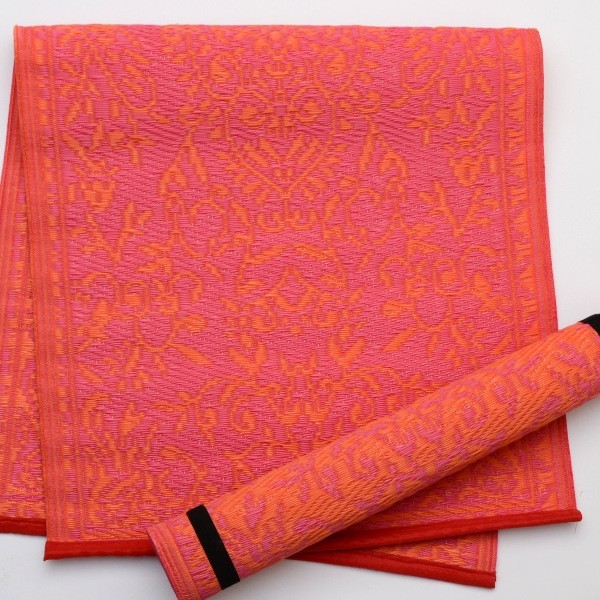 Plastik- Teppich 60x120 cm floral, pink/orange