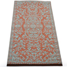 Plastik- Teppich 60x120 cm floral, türkis/orange