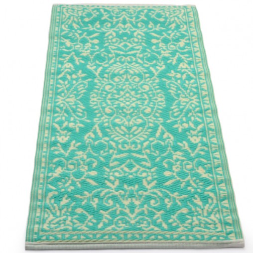 Plastik- Teppich 60x120 cm floral, türkis