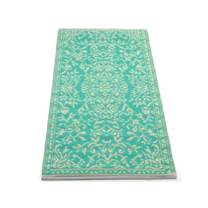 Plastik- Teppich 60x120 cm floral, türkis