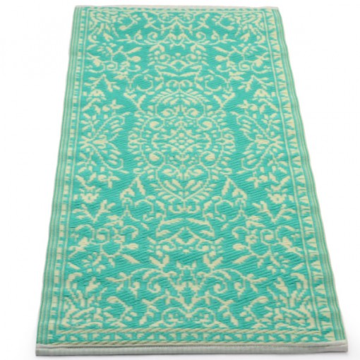 Plastik- Teppich 60x120 cm floral, türkis