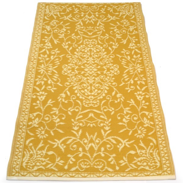 plastic carpet 90x180 cm rolled floral, yellow