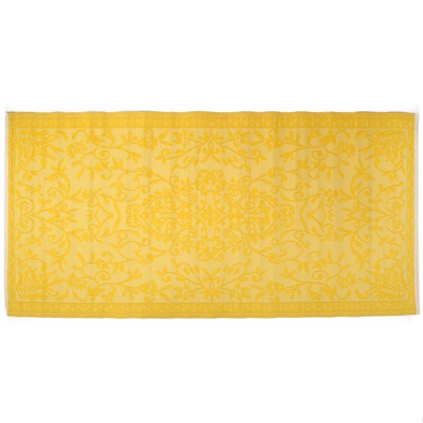 Plastik- Teppich 90x180 cm gerollt floral, hellgelb