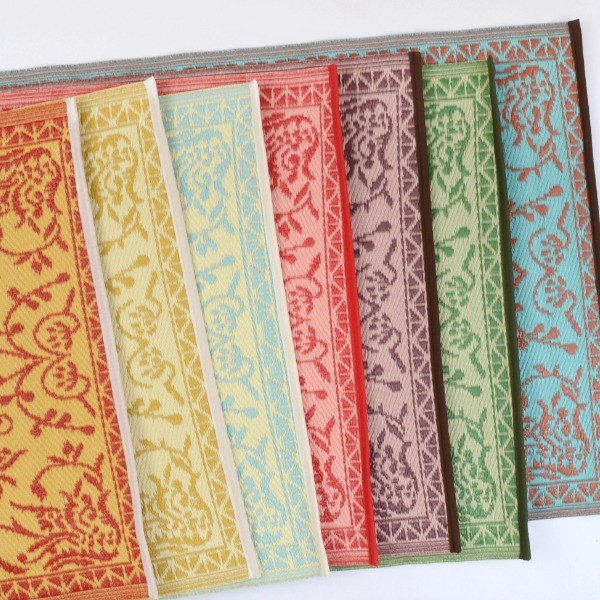 Plastik- Teppich 90x180 cm gerollt floral, rot/gelb