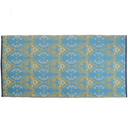plastic carpet 90x180 cm Ikat floral, blue