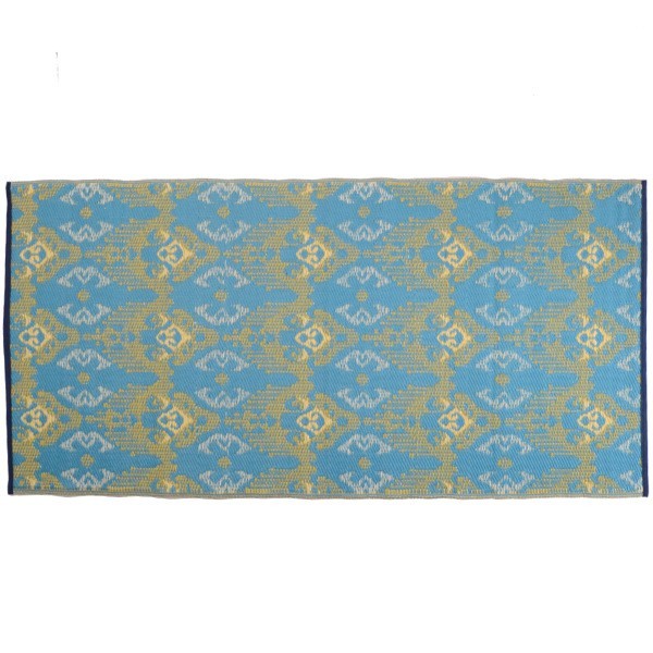 Plastik- Teppich 90x180 cm gerollt Ikat, blau