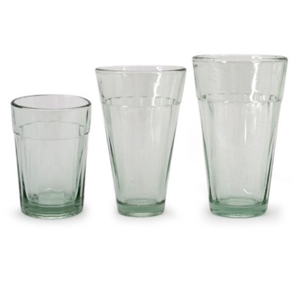 Tee- Gläser aus Indien, geriffeltes Glas in 4 Größen