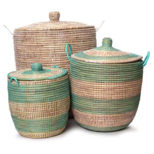 Wäschekorb große Öffnung, flacher Deckel