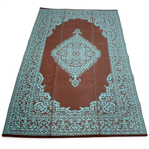 plastic carpet 150x240 cm oval, turquoise/moccha