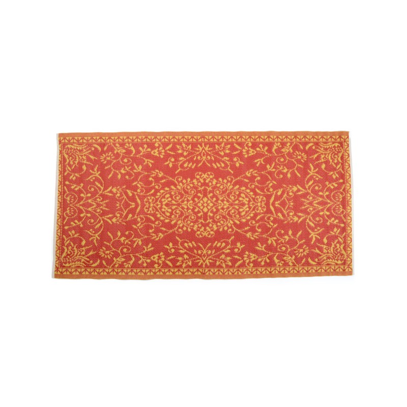 plastic carpet 90x180 cm rolled floral, red/yellow