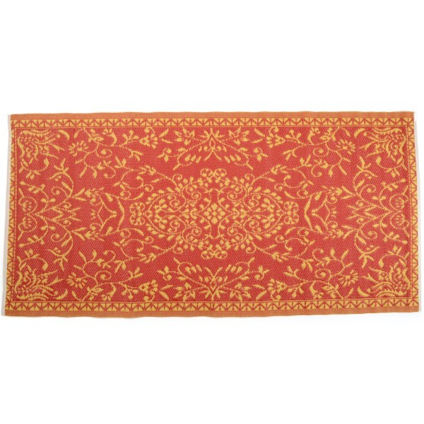 Plastik- Teppich 90x180 cm gerollt floral, rot/gelb