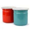 enamel bin with plastic lid