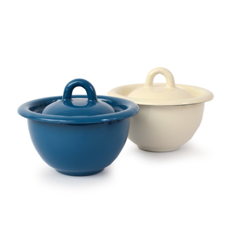 enamel bowl with lid, 10cm