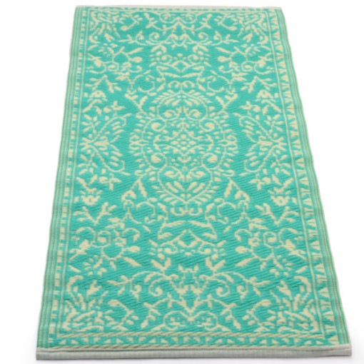 Plastik- Teppich 60x120 cm floral, türkis