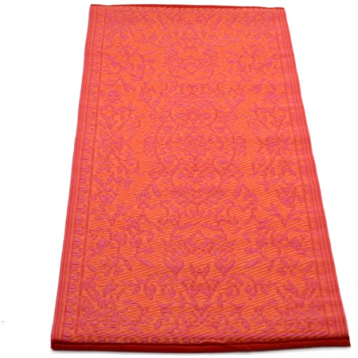 Plastik- Teppich 60x120 cm floral, pink/orange
