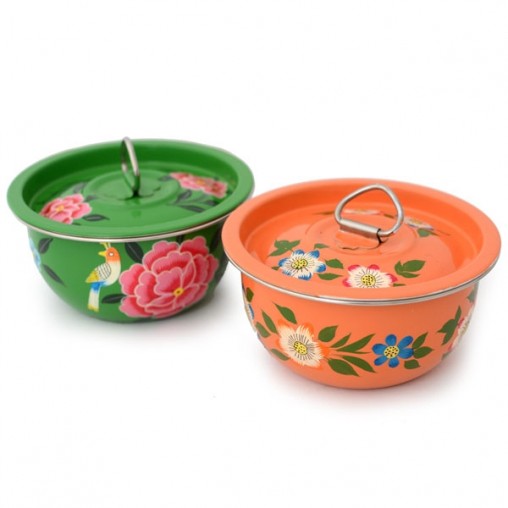 bowl with lid, painted